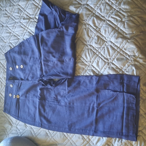 Modcloth Blue Wide Leg Cropped Pants - Size 6 - Picture 5 of 8